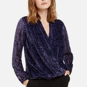 Chic Purple Animal Print Velvet Blouse - SZ M
